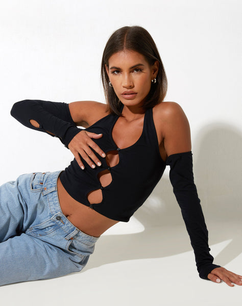 image of Jayne Crop Top in Lycra Black