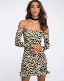 Jazzie Off the Shoulder Dress in Cheetah