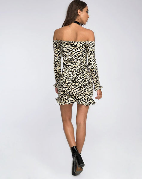 Jazzie Off the Shoulder Dress in Cheetah