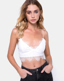 Jeana Crop Top in White Eyelash Lace