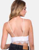 Jeana Crop Top in White Eyelash Lace