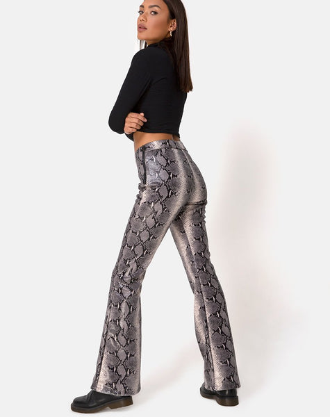 Jeden Trouser in PU Beige Snake