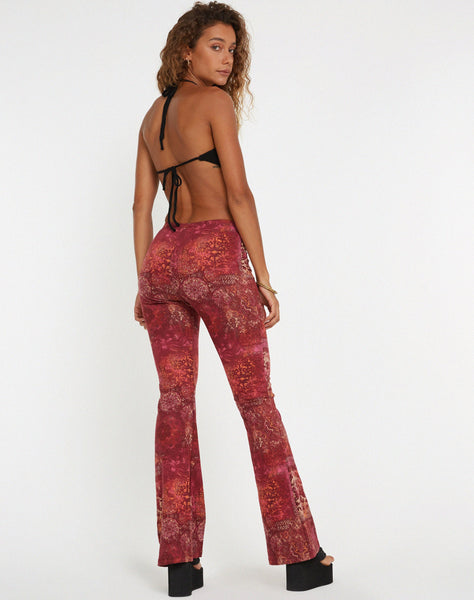 image of Jeevan Flare Trouser in Abstract Paisley Red