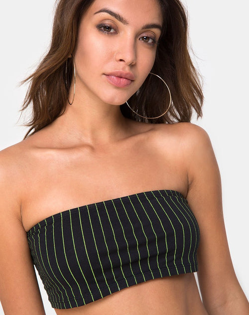 Jeevan Bandeau Top in Neon Pinstripe