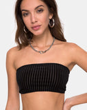 Tube Top in Velvet Sheer Stripe Black  X Princess Polly