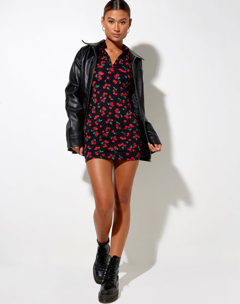 Image of Jeeves T-Shirt Dress in Cherries Black