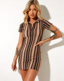 Image of Jeeves Mini Dress in Mix Stripe Brown