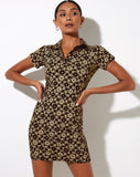 Image of Jeeves T-Shirt Dress in Patchwork Daisy Brown