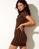 Image of Jemima Bodycon Dress in Wavy Flower Brown