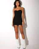 Jemora Mini Dress in Black Flock Flutterby