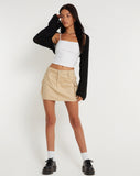 image of Jeng Mini Skirt in Twill Suede Tan