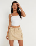 image of Jeng Mini Skirt in Twill Suede Tan