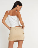 image of Jeng Mini Skirt in Twill Suede Tan