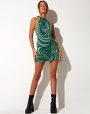 Image of Jessica Bodycon Dress in 70s Ripple Green