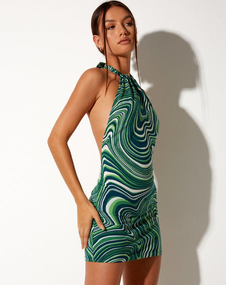 Tadria Bodycon Dress in Crepe Forest Green