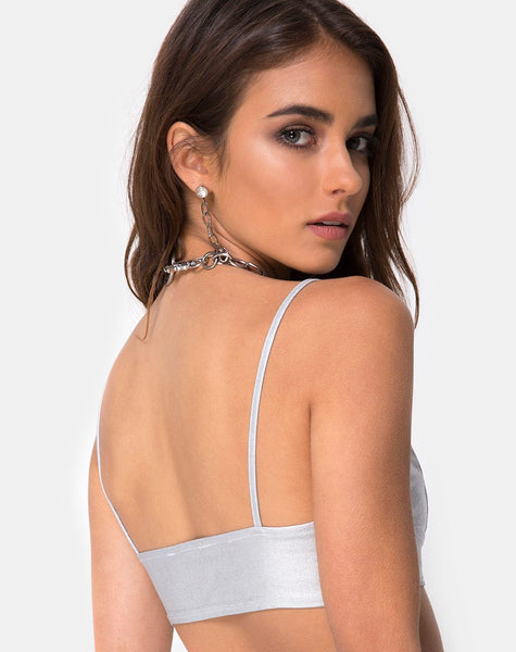 Jessie Bralet Top in Silver Metallic