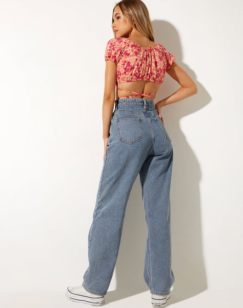 Jiena Crop Top in Dark Wild Flower Cantaloupe