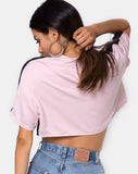 Jiho Crop Top in Blush with Black Stripe