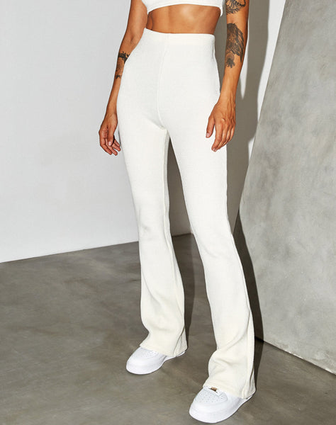 Image of Jiva Flare Trouser in Rib Cream