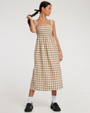 image of Jocasta Midi Dress in Yellow and Brown Check