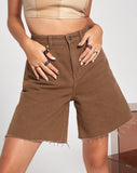 Image of Loose Fit Denim Short in Rich Brown