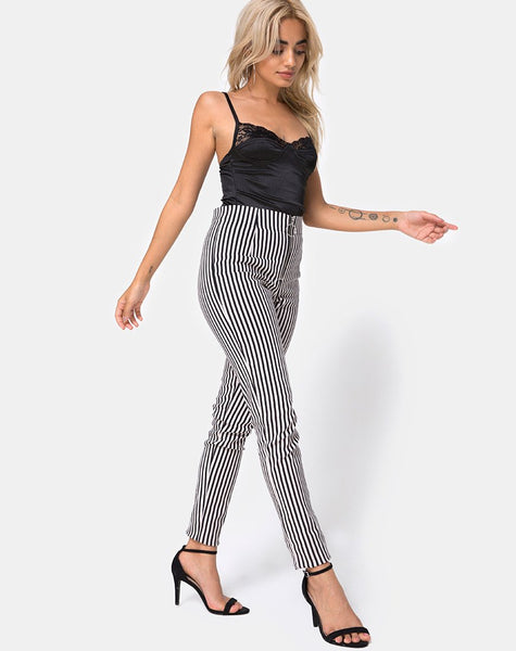 Jolim Trouser in Mini Pinstripe Black and Nude