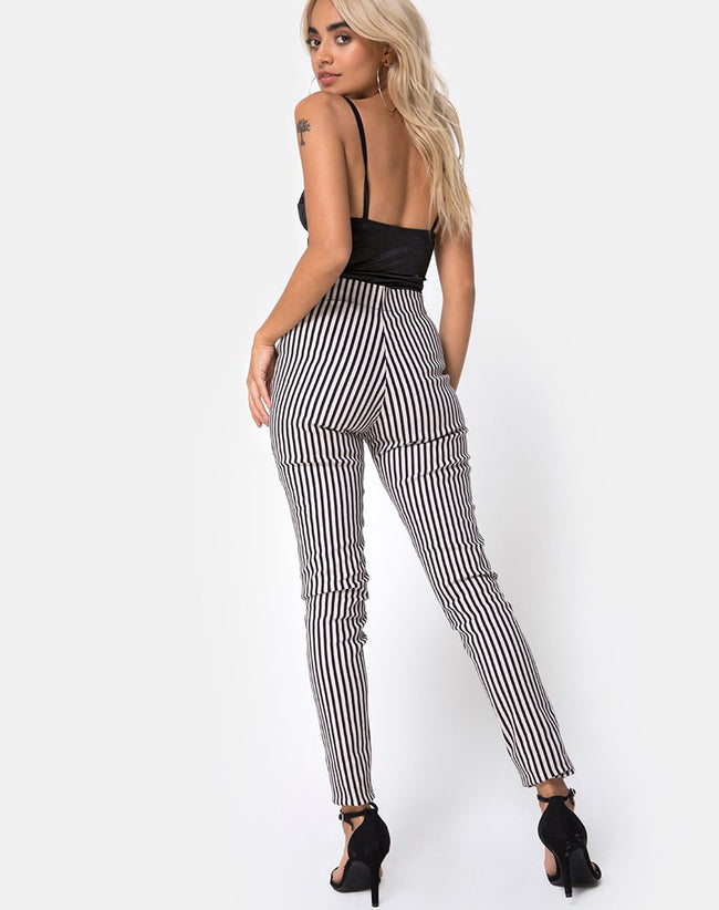 Jolim Trouser in Mini Pinstripe Black and Nude