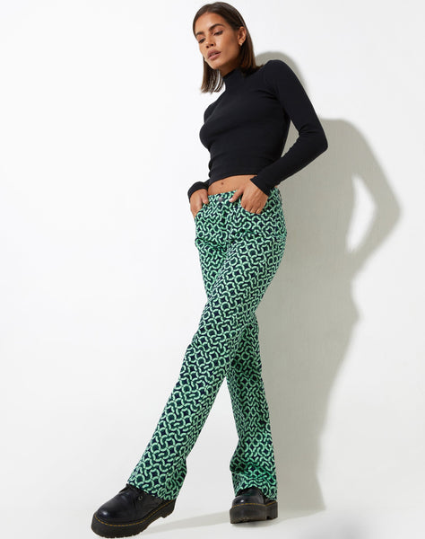 image of Jopan Trouser in Retro Tile Green