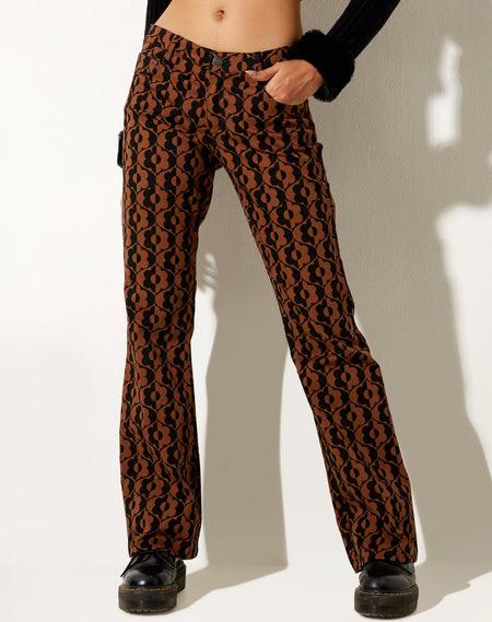 Jopan Flare Trouser in Twill Bitter Chocolate