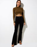 Jorja Crop Top in Rib Military Olive