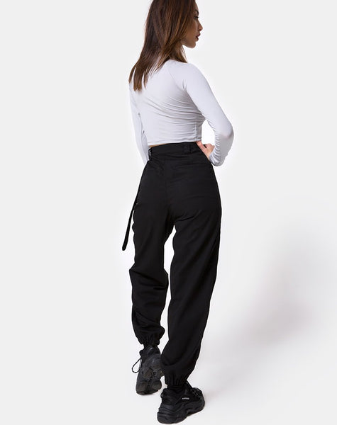 Jubie Cargo Trouser in Black Drill