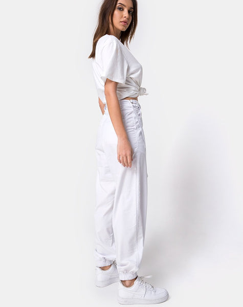 Jubie Cargo Trouser in White Drill