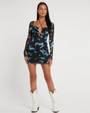 image of Juleha Mini Dress in Butterfly Watercolour Black