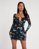 image of Juleha Mini Dress in Butterfly Watercolour Black