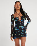 image of Juleha Mini Dress in Butterfly Watercolour Black