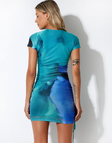 image of Julep Mini Dress in Fluid Watercolour Wash