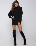 Neve Jumper Dress in Rib Knit Black