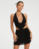 image of Junia Wrap-Over Mini Skirt in Black