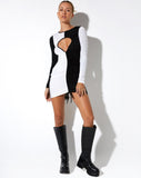 image of Jusely Mini Dress in Crepe Black and White