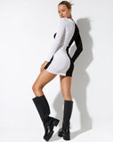 image of Jusely Mini Dress in Crepe Black and White