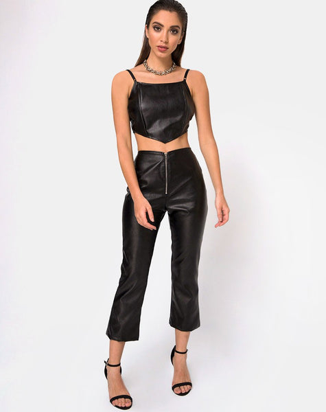 Justine Top in Vegan Leather Black