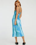 image of Juvina Midi Dress in Satin Watercolour Tosca