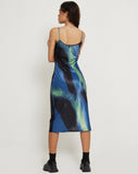 image of Juvina Midi Dress in Satin Watercolour Navy