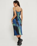 image of Juvina Midi Dress in Satin Watercolour Navy