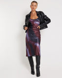 Image of Juvina Midi Dress in Satin Watercolour Plum