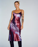 Image of Juvina Midi Dress in Satin Watercolour Plum