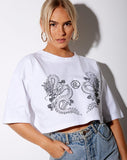 Kai Tee in White Yin Yang Dragon Embro