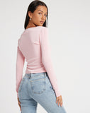 image of Kaigra Cardi in Baby Pink Silver Stud Hotfix