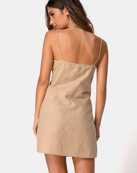 Kaira Slip Dress in Taupe