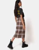 Kaisa Midi Skirt in Tartan Brown